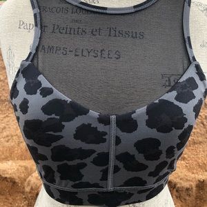 Lululemon 8 Cheetah Dark Slate Black Sports Bra